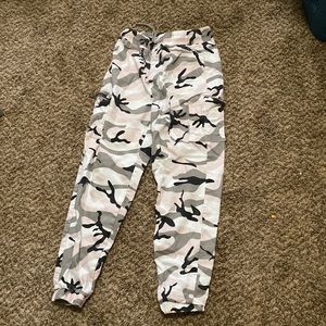 Pink camo cargo pants